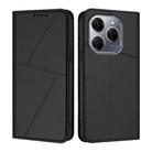 For Tecno Spark 20 Pro 4G Strong Magnetic Frosted Flip Leather Phone Case(Black) - 1
