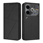 For Tecno Pova 6 Neo Strong Magnetic Frosted Flip Leather Phone Case(Black) - 1