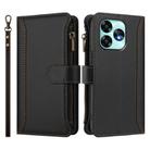 For Umidigi A15 / A15C / A15T Magnetic Closure 9 Card Slots Zipper Leather Case with Hand Strap(Black) - 2