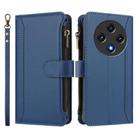 For Umidigi G100 Magnetic Closure 9 Card Slots Zipper Leather Case with Hand Strap(Dark Blue) - 2