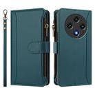 For Umidigi G100 Magnetic Closure 9 Card Slots Zipper Leather Case with Hand Strap(Dark Green) - 2