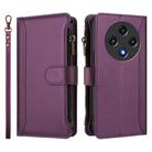 For Umidigi G100 Magnetic Closure 9 Card Slots Zipper Leather Case with Hand Strap(Purple) - 2