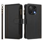 For Umidigi Note 90 Magnetic Closure 9 Card Slots Zipper Leather Case with Hand Strap(Black) - 2