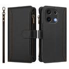 For Umidigi Note 100 Magnetic Closure 9 Card Slots Zipper Leather Case with Hand Strap(Black) - 2