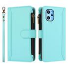 For Umidigi Power 7 Max Magnetic Closure 9 Card Slots Zipper Leather Case with Hand Strap(Mint Green) - 2