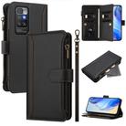 For Redmi 10 4G / 10 2022 Magnetic Closure 9 Card Slots Zipper Leather Case with Hand Strap(Black) - 1