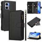 For Redmi 10 5G / Note 11E / 11 Prime 5G Magnetic Closure Nine Card Slots Zipper Leather Case with Hand Strap(Black) - 1