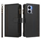 For Redmi 10 5G / Note 11E / 11 Prime 5G Magnetic Closure Nine Card Slots Zipper Leather Case with Hand Strap(Black) - 2
