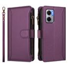For Redmi 10 5G / Note 11E / 11 Prime 5G Magnetic Closure 9 Card Slots Zipper Leather Case with Hand Strap(Purple) - 2