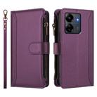 For Redmi 13C 5G / 4G / Poco C65 Magnetic Closure 9 Card Slots Zipper Leather Case with Hand Strap(Purple) - 2