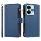 For Redmi 13x / Redmi 13 4G / 5G Magnetic Closure 9 Card Slots Zipper Leather Case with Hand Strap(Dark Blue) - 2