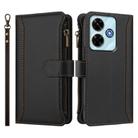 For Redmi 13x / Redmi 13 4G / 5G Magnetic Closure Nine Card Slots Zipper Leather Case with Hand Strap(Black) - 2