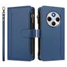 For Redmi 14C 4G / 14R 5G / A3 Pro Magnetic Closure Nine Card Slots Zipper Leather Case with Hand Strap(Dark Blue) - 2