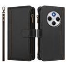 For Redmi 14C 4G / 14R 5G / A3 Pro Magnetic Closure Nine Card Slots Zipper Leather Case with Hand Strap(Black) - 2