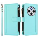 For Redmi 14C 4G / 14R 5G / A3 Pro Magnetic Closure Nine Card Slots Zipper Leather Case with Hand Strap(Mint Green) - 2