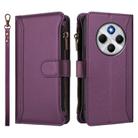 For Redmi 14C 4G / 14R 5G / A3 Pro Magnetic Closure Nine Card Slots Zipper Leather Case with Hand Strap(Purple) - 2