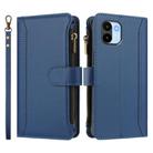 For Redmi A1 / A2 Magnetic Closure 9 Card Slots Zipper Leather Case with Hand Strap(Dark Blue) - 2