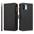 For Redmi A1 / A2 Magnetic Closure 9 Card Slots Zipper Leather Case with Hand Strap(Black) - 2