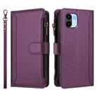 For Redmi A1 / A2 Magnetic Closure 9 Card Slots Zipper Leather Case with Hand Strap(Purple) - 2