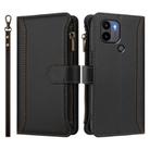 For Redmi A1+ / A2+ / Poco C50 / Poco C51 Magnetic Closure 9 Card Slots Zipper Leather Case with Hand Strap(Black) - 2