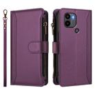 For Redmi A1+ / A2+ / Poco C50 / Poco C51 Magnetic Closure 9 Card Slots Zipper Leather Case with Hand Strap(Purple) - 2