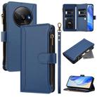 For Redmi A3 / A3x / Poco C61 Magnetic Closure 9 Card Slots Zipper Leather Case with Hand Strap(Dark Blue) - 1