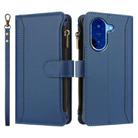 For Redmi A5 4G 173.3mm Magnetic Closure 9 Card Slots Zipper Leather Case with Hand Strap(Dark Blue) - 2
