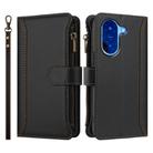 For Redmi A5 4G 173.3mm Magnetic Closure 9 Card Slots Zipper Leather Case with Hand Strap(Black) - 2