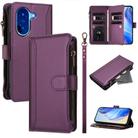 For Redmi A5 4G 173.3mm Magnetic Closure 9 Card Slots Zipper Leather Case with Hand Strap(Purple) - 1