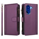 For Redmi A5 4G 173.3mm Magnetic Closure 9 Card Slots Zipper Leather Case with Hand Strap(Purple) - 2