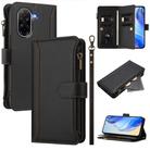 For Redmi A5 4G 171.7mm / Poco C71 Magnetic Closure Nine Card Slots Zipper Leather Case with Hand Strap(Black) - 1