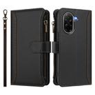 For Redmi A5 4G 171.7mm / Poco C71 Magnetic Closure Nine Card Slots Zipper Leather Case with Hand Strap(Black) - 2