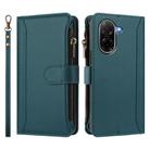 For Redmi A5 4G 171.7mm / Poco C71 Magnetic Closure 9 Card Slots Zipper Leather Case with Hand Strap(Dark Green) - 2