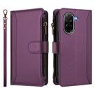 For Redmi A5 4G 171.7mm / Poco C71 Magnetic Closure 9 Card Slots Zipper Leather Case with Hand Strap(Purple) - 2