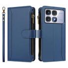 For Redmi K70 Ultra Magnetic Closure 9 Card Slots Zipper Leather Case with Hand Strap(Dark Blue) - 2