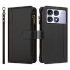 For Redmi K70 Ultra Magnetic Closure 9 Card Slots Zipper Leather Case with Hand Strap(Black) - 2