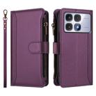 For Redmi K70 Ultra Magnetic Closure 9 Card Slots Zipper Leather Case with Hand Strap(Purple) - 2