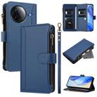 For Redmi K80 / K80 Pro Magnetic Closure 9 Card Slots Zipper Leather Case with Hand Strap(Dark Blue) - 1