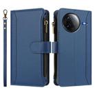 For Redmi K80 / K80 Pro Magnetic Closure 9 Card Slots Zipper Leather Case with Hand Strap(Dark Blue) - 2
