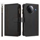 For Redmi K80 / K80 Pro Magnetic Closure Nine Card Slots Zipper Leather Case with Hand Strap(Black) - 2