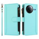 For Redmi K80 / K80 Pro Magnetic Closure Nine Card Slots Zipper Leather Case with Hand Strap(Mint Green) - 2
