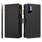 For Redmi Note 10 5G / Note 10T 5G Magnetic Closure 9 Card Slots Zipper Leather Case with Hand Strap(Black) - 2