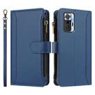 For Redmi Note 10 Pro / Note 10 Pro Max Magnetic Closure 9 Card Slots Zipper Leather Case with Hand Strap(Dark Blue) - 2