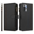For Redmi Note 10 Pro / Note 10 Pro Max Magnetic Closure 9 Card Slots Zipper Leather Case with Hand Strap(Black) - 2