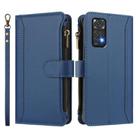 For Redmi Note 11 / 11S 4G / 12S 4G Magnetic Closure 9 Card Slots Zipper Leather Case with Hand Strap(Dark Blue) - 2