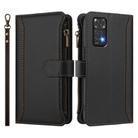 For Redmi Note 11 / 11S 4G / 12S 4G Magnetic Closure 9 Card Slots Zipper Leather Case with Hand Strap(Black) - 2