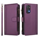 For Redmi Note 11 / 11S 4G / 12S 4G Magnetic Closure 9 Card Slots Zipper Leather Case with Hand Strap(Purple) - 2