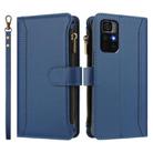 For Redmi Note 11S 5G / Poco M4 Pro 5G Magnetic Closure 9 Card Slots Zipper Leather Case with Hand Strap(Dark Blue) - 2
