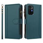 For Redmi Note 11S 5G / Poco M4 Pro 5G Magnetic Closure 9 Card Slots Zipper Leather Case with Hand Strap(Dark Green) - 2