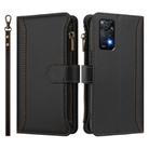 For Redmi Note 11 Pro 4G / 5G Magnetic Closure 9 Card Slots Zipper Leather Case with Hand Strap(Black) - 2